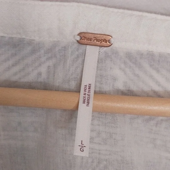 Free People Cotton Embroidered Crop Boho Hippie Festival Women's Blouse Size L - Picture 5 of 8